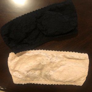 LOT- Two (2) H&M Bandeau Bras BLK & NUDE - SZ 12